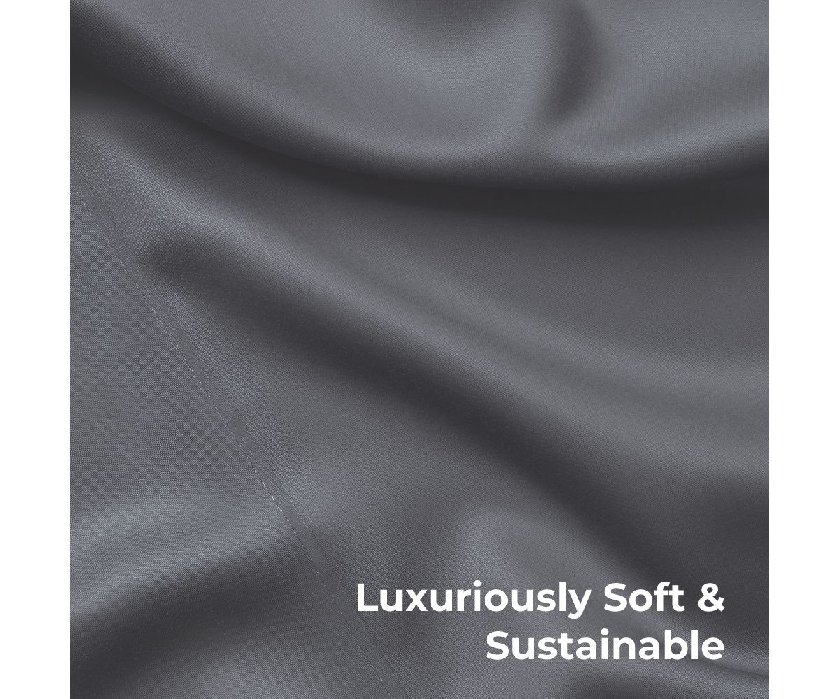 Cariloha Retreat 4-Piece Sateen Sheet Set | Laguna Blue | Queen | Lyocell Material | Breathable, Corner Straps, Extra soft & Cooling
