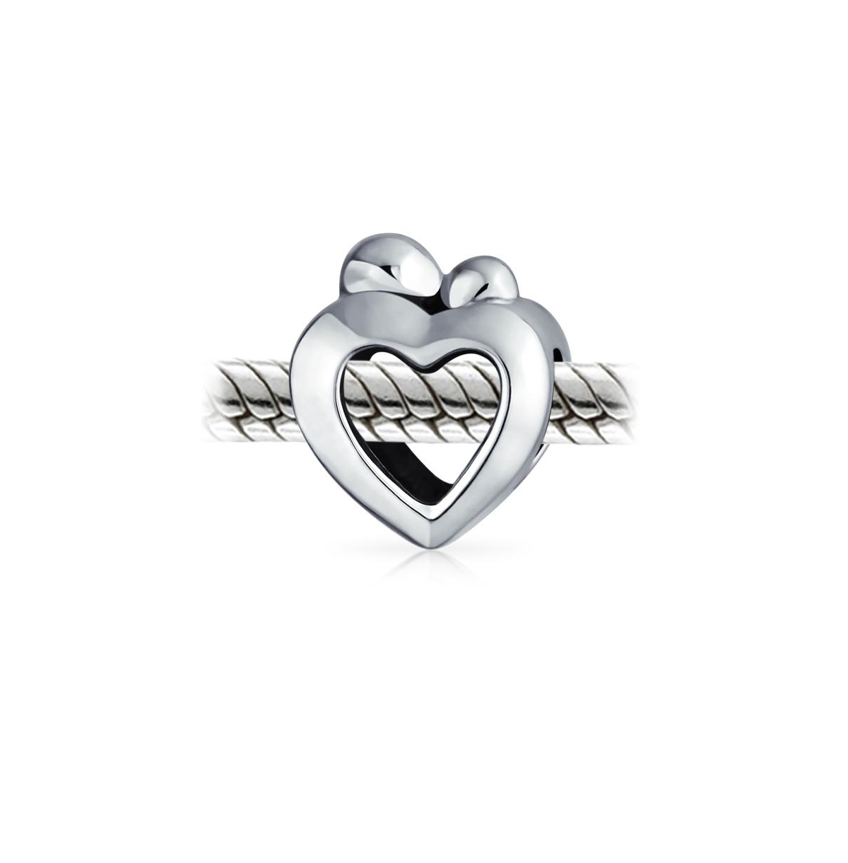 Bling Jewelry Heart Shape Mother Loving Family Child Love Charm Bead For Women Wife Oxidized SterlingFits European Bracelet - Silver