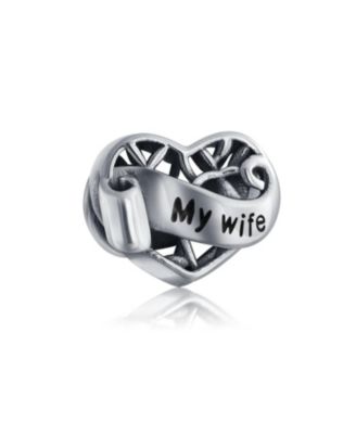 Romantic Filigree Heart Charm Bead for Wife or Daughter in Sterling
