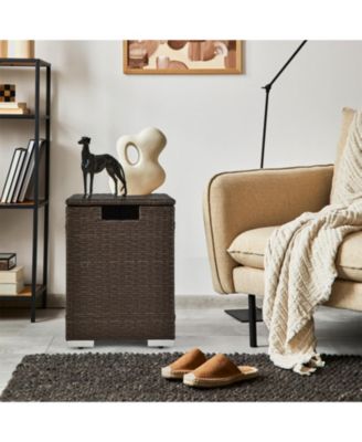 2-in-1 Patio Rattan Gas Propane Tank Cover for 20 lbs Propane Tanks-Brown