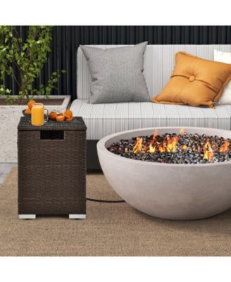 2-in-1 Patio Rattan Gas Propane Tank Cover for 20 lbs Propane Tanks-Brown