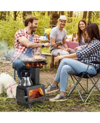 Portable Wood Camping Burning Stove Heater with 2 Cooking Positions