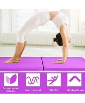 6 x 2 Feet Folding Gymnastic Mat with Carrying Handles for Yoga-Purple