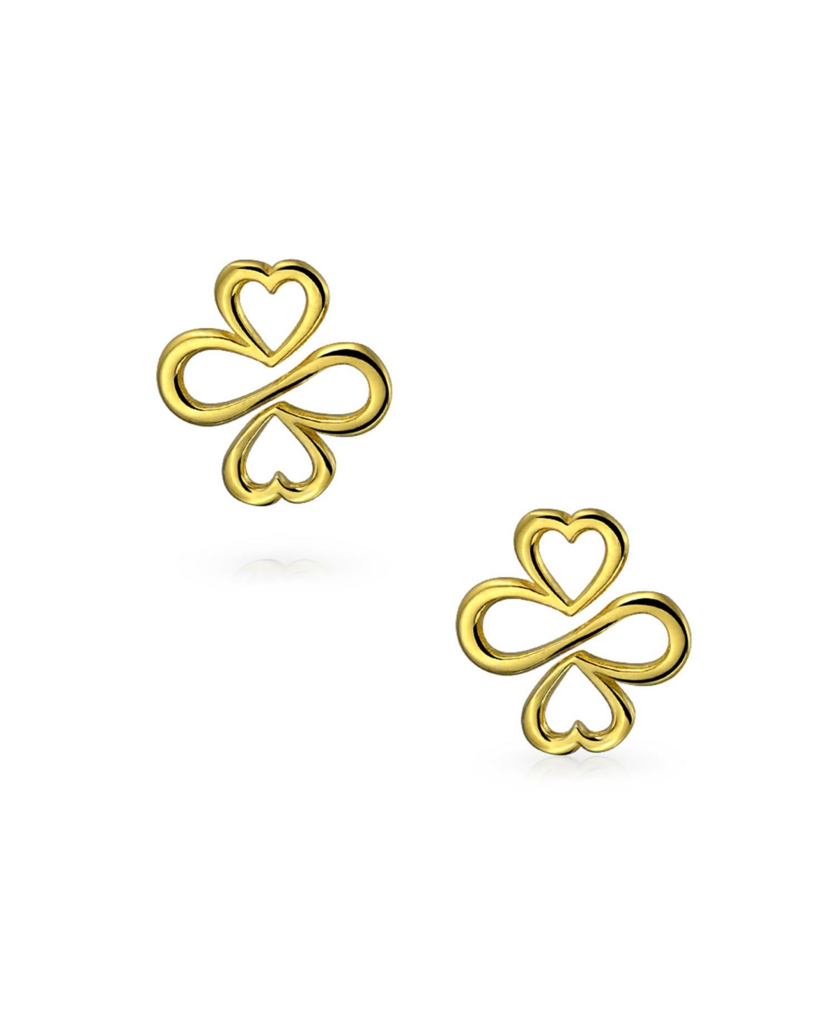 Bling Jewelry Ayllu Amulet Talisman Inspirational Intertwine Symbol Heart Infinity Clover For Love Luck Unity Stud Earrings For Women Gold Plated Ster