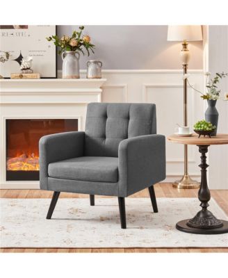 Tufted Accent Chair Mid Century Modern Fabric Arm Chair