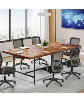 6FT Conference Table, Rustic Rectangle 70.8" W x 35.4" D Meeting Table, Industrial Seminar Table Boardroom Desk