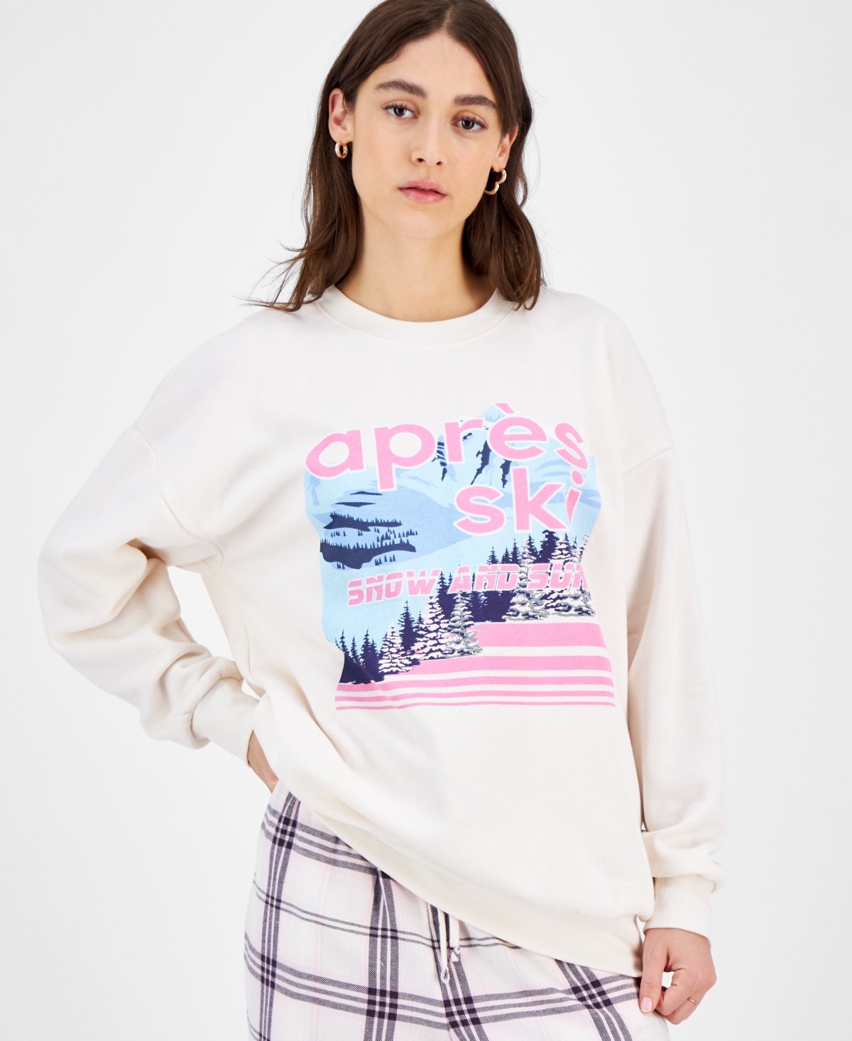 Juniors' Graphic Fleece Crewneck Sweatshirt - Lavender Haze