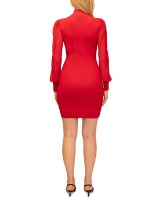 Почти знаменитое облегающее платье-свитер с шифоновым рукавом для юниорок