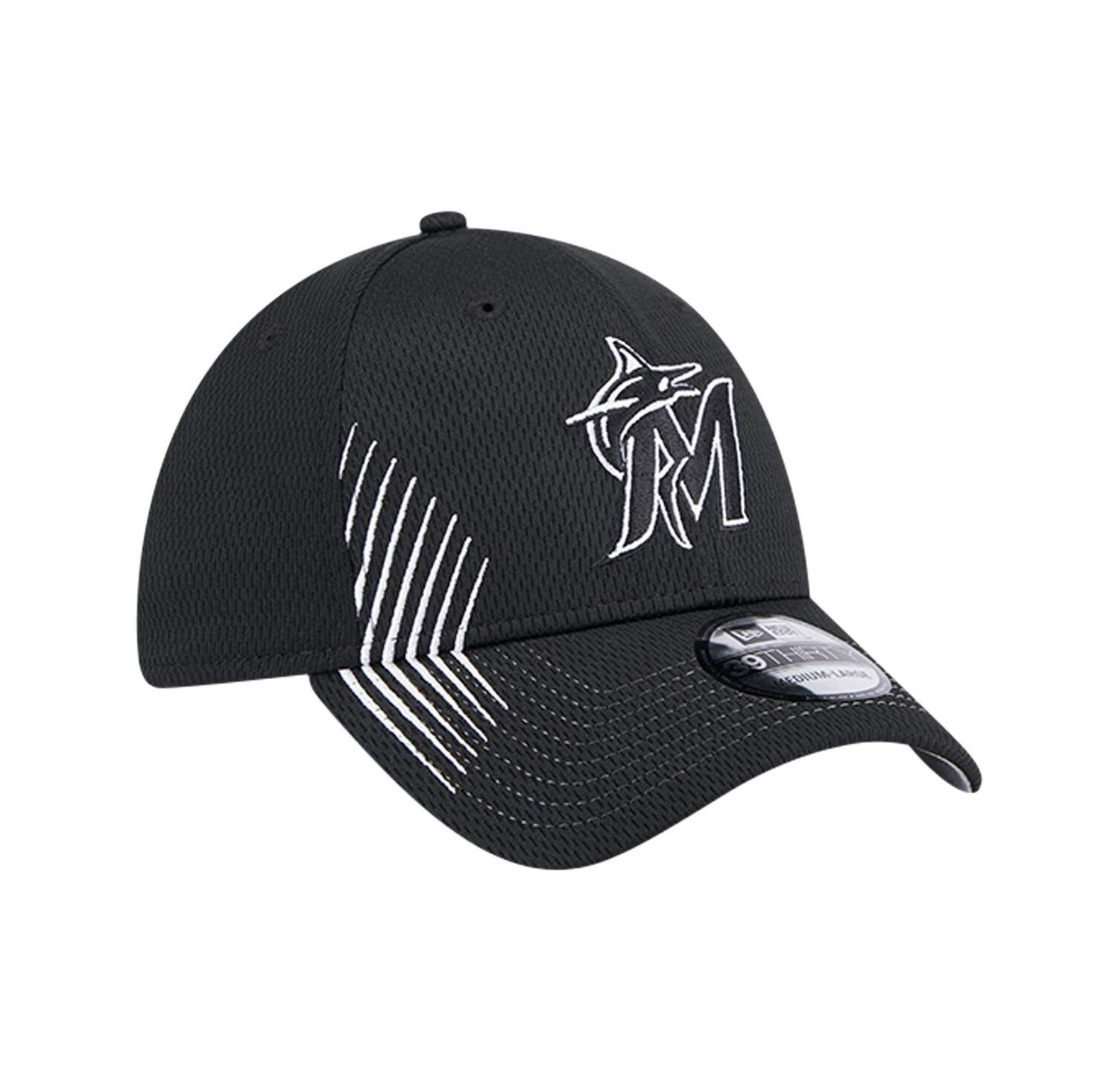 Men's Black Miami Marlins Active Dash Mark 39THIRTY Flex Hat