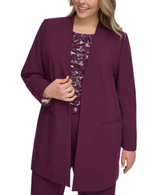 Calvin Klein - Plus Size Collarless Open-Front Jacket