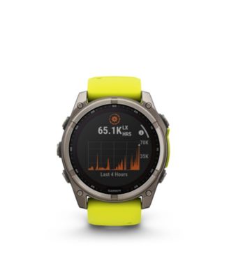 fenix 8 51mm, Saphire Solar, Outdoor & Fitness GPS Smartwatch, Bare Graphite Titanium, Amp Yellow/Graphite Band, NA