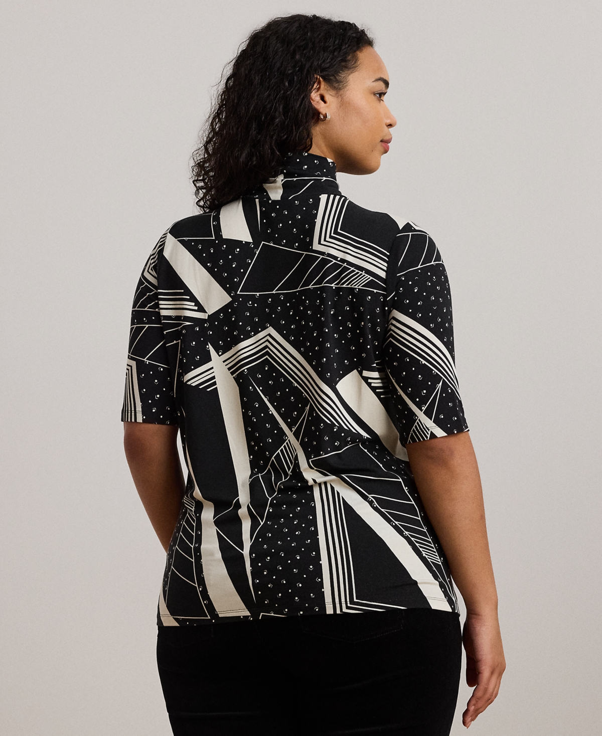 Lauren Ralph Lauren Plus Size Geo-Print Turtleneck Top