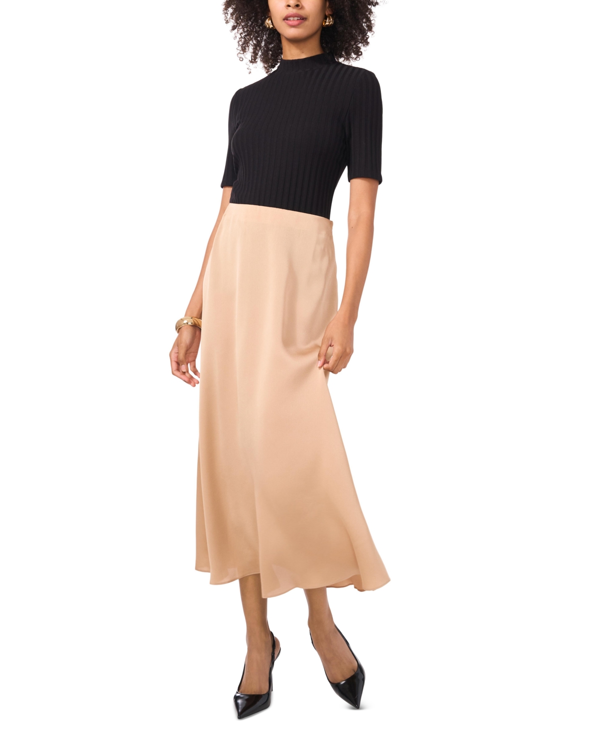 Vince Camuto Women's A-line Pull-on Midi Slip Skirt In Nomad