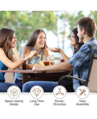 Set of 2 Patio Stackable Dining Chairs with Armrests Garden Deck