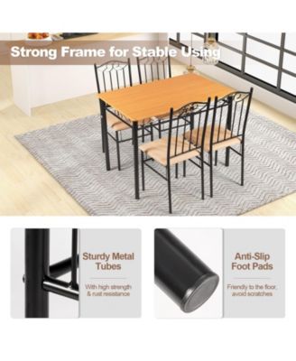 5 Pieces Dining Set Wooden Table and 4 Cushioned Chairs