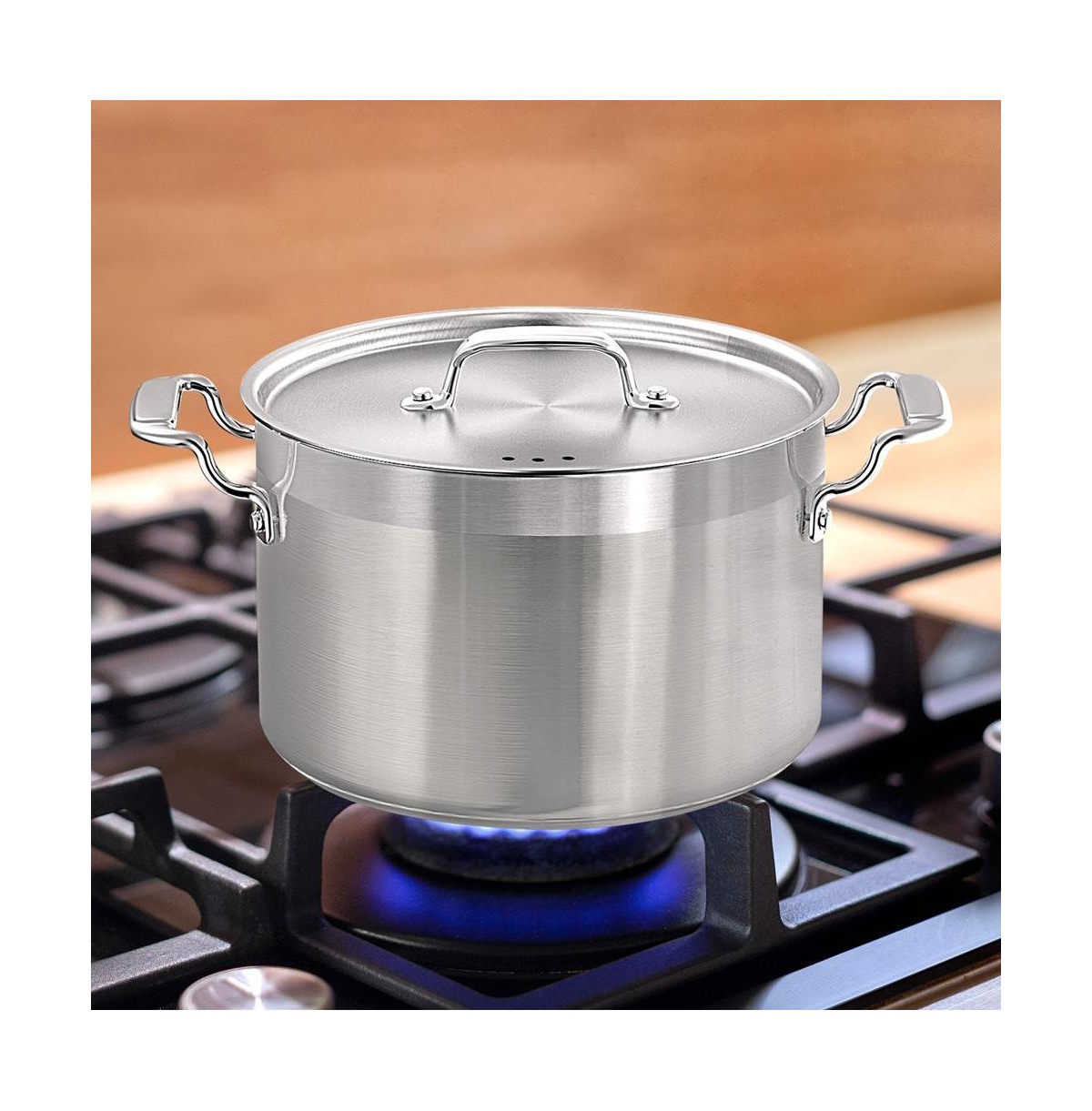 NutriChef Stainless Steel Cookware Stock Pot - Quart, Heavy Duty Induction Pot, Soup Pot With Stainless Steel Lid