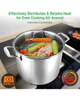 Stainless Steel Cookware Stockpot - 12 Quart, Heavy Duty Induction Pot, Soup Pot With Lid