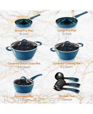 11-Piece Nonstick Cookware Set with Ceramic Coating, Induction Ready Pots and Pans, Ergonomic Handles