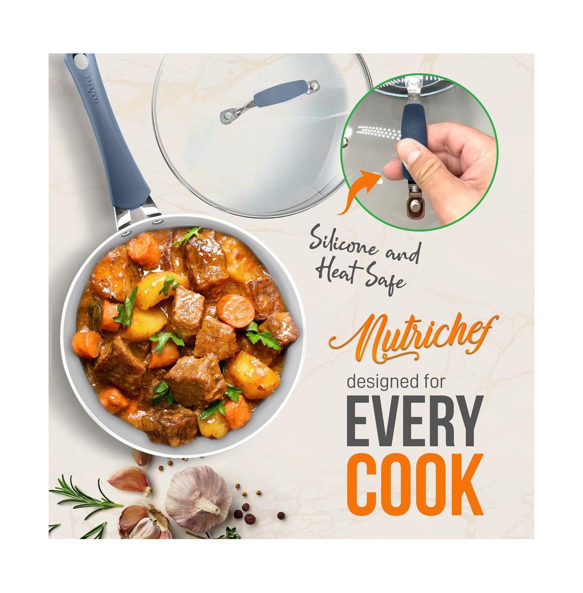 NutriChef Kitchenware Pots & Pans Set – High-qualified Basic Kitchen Cookware Set