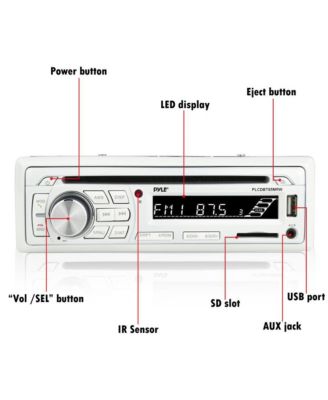 Bluetooth Marine Stereo Radio Receiver & Waterproof Speaker Kit, Hands-Free Talking, CD Player, MP3/USB/SD Readers, AM/FM Radio, (4) 6.5   Speakers