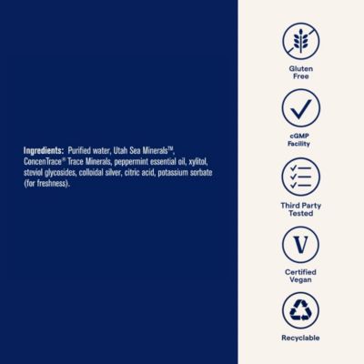 | ConcenTrace Mineral Mouth Rinse | Gentle Mouth Rinse, Fresh Breath | Alcohol Free, Certified , Gluten Free, Non-GMO | Mint | 10 oz