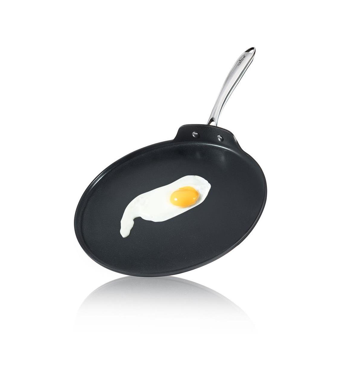 12 Hard-Anodized Nonstick Crepe Pan - Dishwasher Safe Nonstick Round Crepe Pan - Black