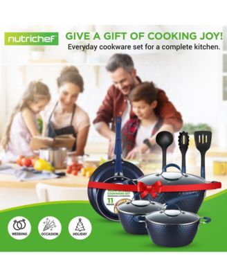  Diamond Nonstick Ceramic 11-Piece Cookware Set with Lids and Utensils