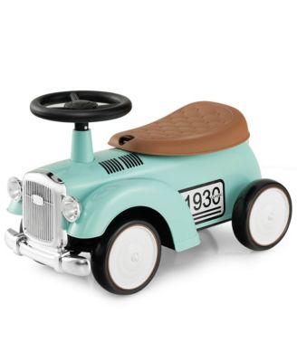 Retro Kids Ride-on Toy Kids Sit to Stand Vehicle with Working Steering Wheel White