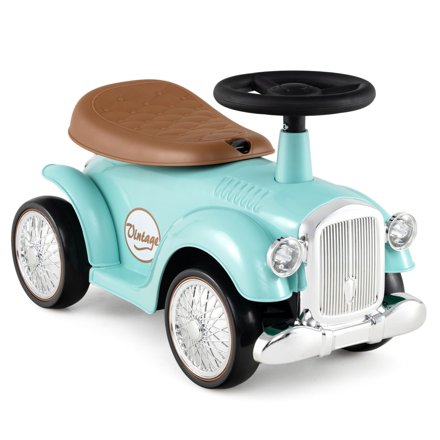 Детская игрушка Gymax 1930 Classic Retro Sit to Stand Ride-On Toy with Working Steering Wheel, 23"L x 10.5"W x 13.5"H, 55 lbs Capacity, Ages 18-36 Months, цвет: Коричневый, вариант 1 — фото 1