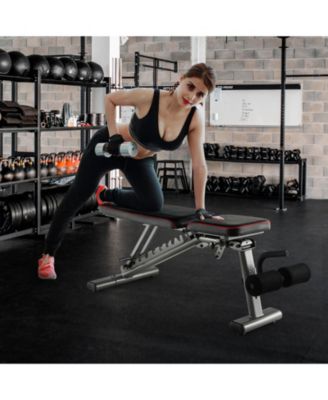 660 LBS Strength Training Bench with 10 Back and 3 Seat for Full Body Workout-Black