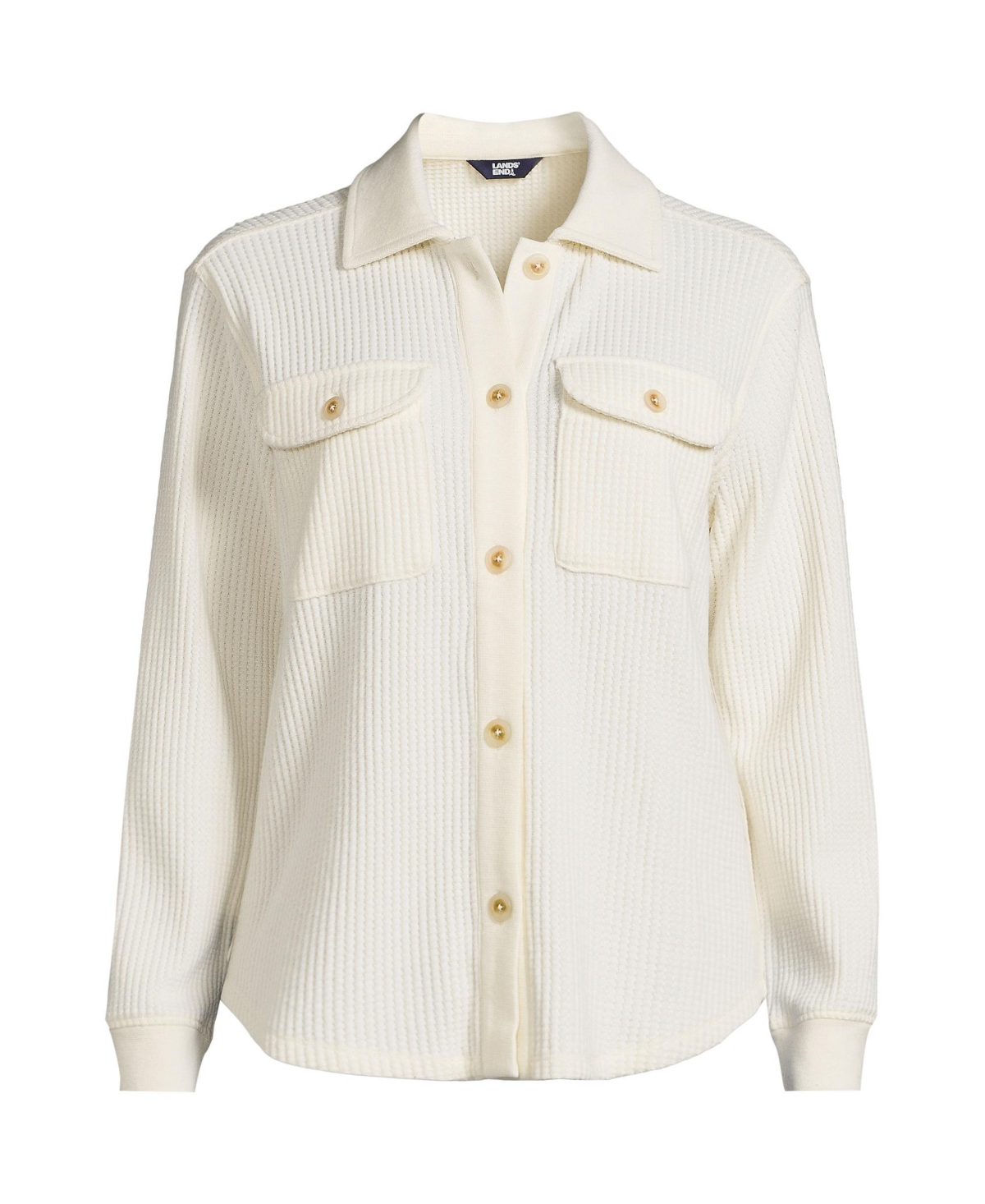 Lands' End Women's Waffle Relaxed Long Sleeve Shirt Jacket