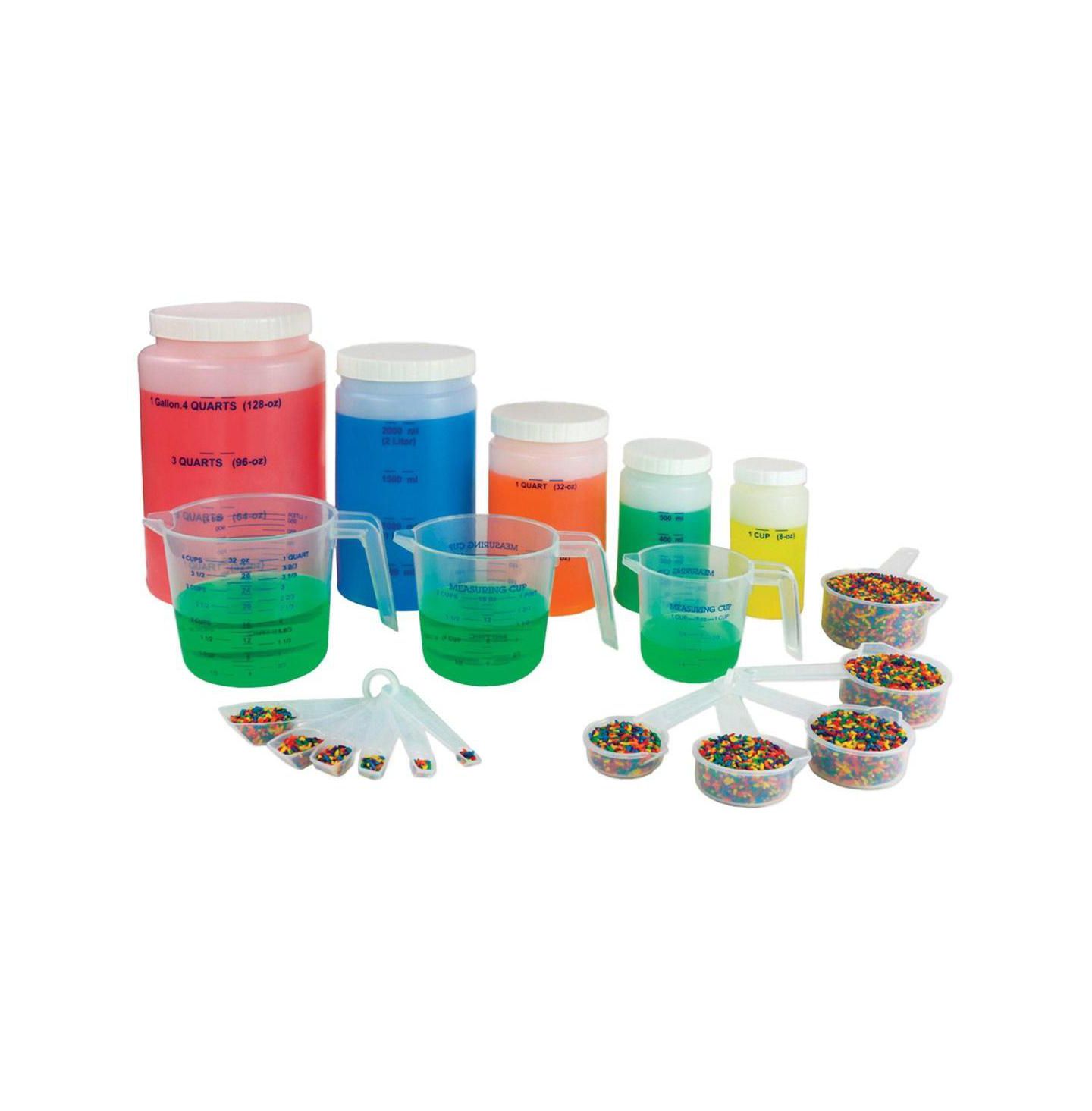 Детские игрушки Kaplan Early Learning Company Classroom Measurement 17-Piece Measuring Cup Set, Ages 5+, цвет: Разноцветный — фото 1