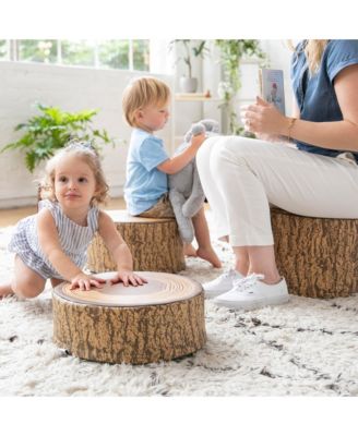 SoftZone Tree Stump Stool Set, Chocolate, 3-Piece