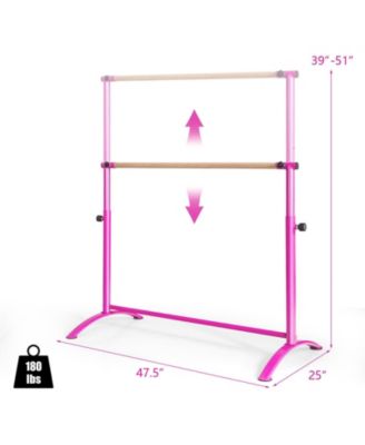 51 Inch Ballet Barre Bar with 4-Position Adjustable Height-Pink