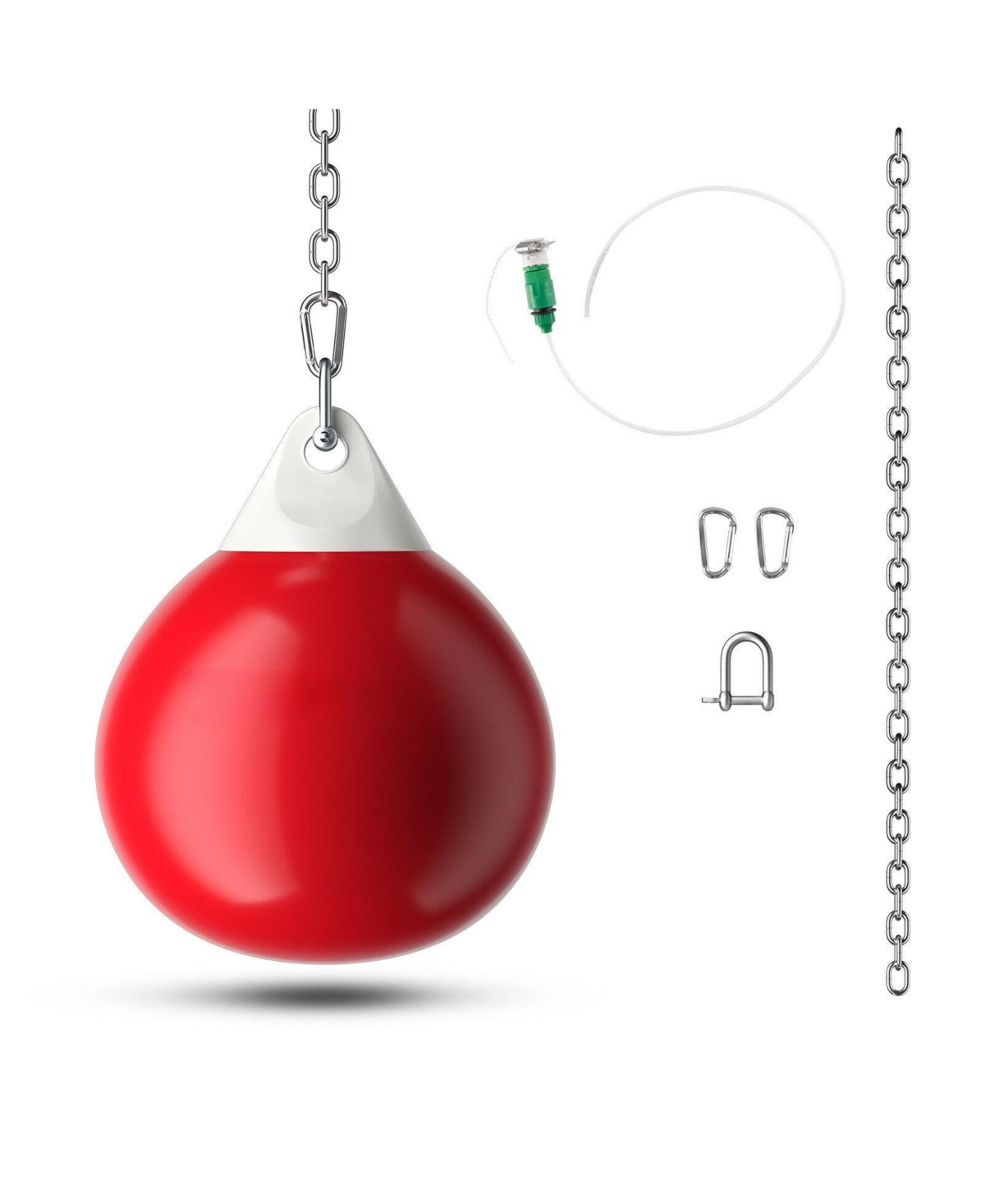 18 Inch 110 Pound Heavy Punching Water Aqua Bag with Adjustable Metal Chain-Red - Red