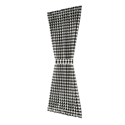 Plaid Country Farmhouse French Door Curtain Panel With Matching Tieback