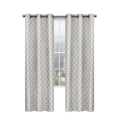 Gray & White Lattice Clover Ultra Luxurious Window Curtains