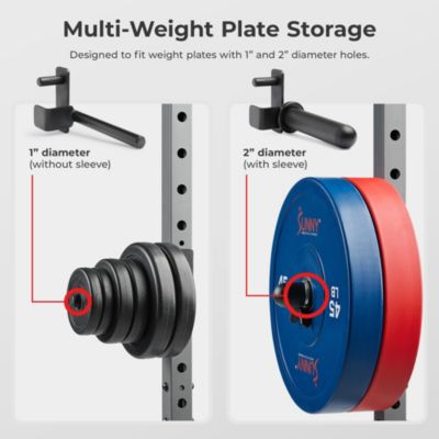 Adjustable Weight Plate Storage Rack Attachment Accessory– Fits 1” and 2” Inch Olympic Style Weight Plates