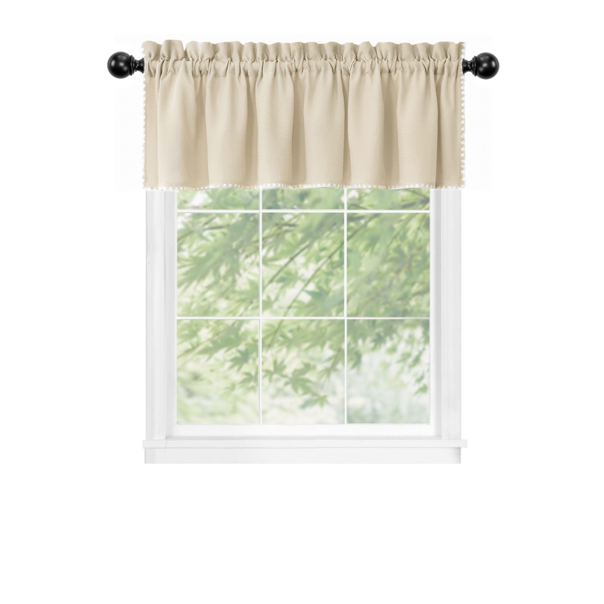Kate Aurora Coastal Hamptons Living Complete 3 Piece Textured Kitchen Curtain Tier & Valance Set