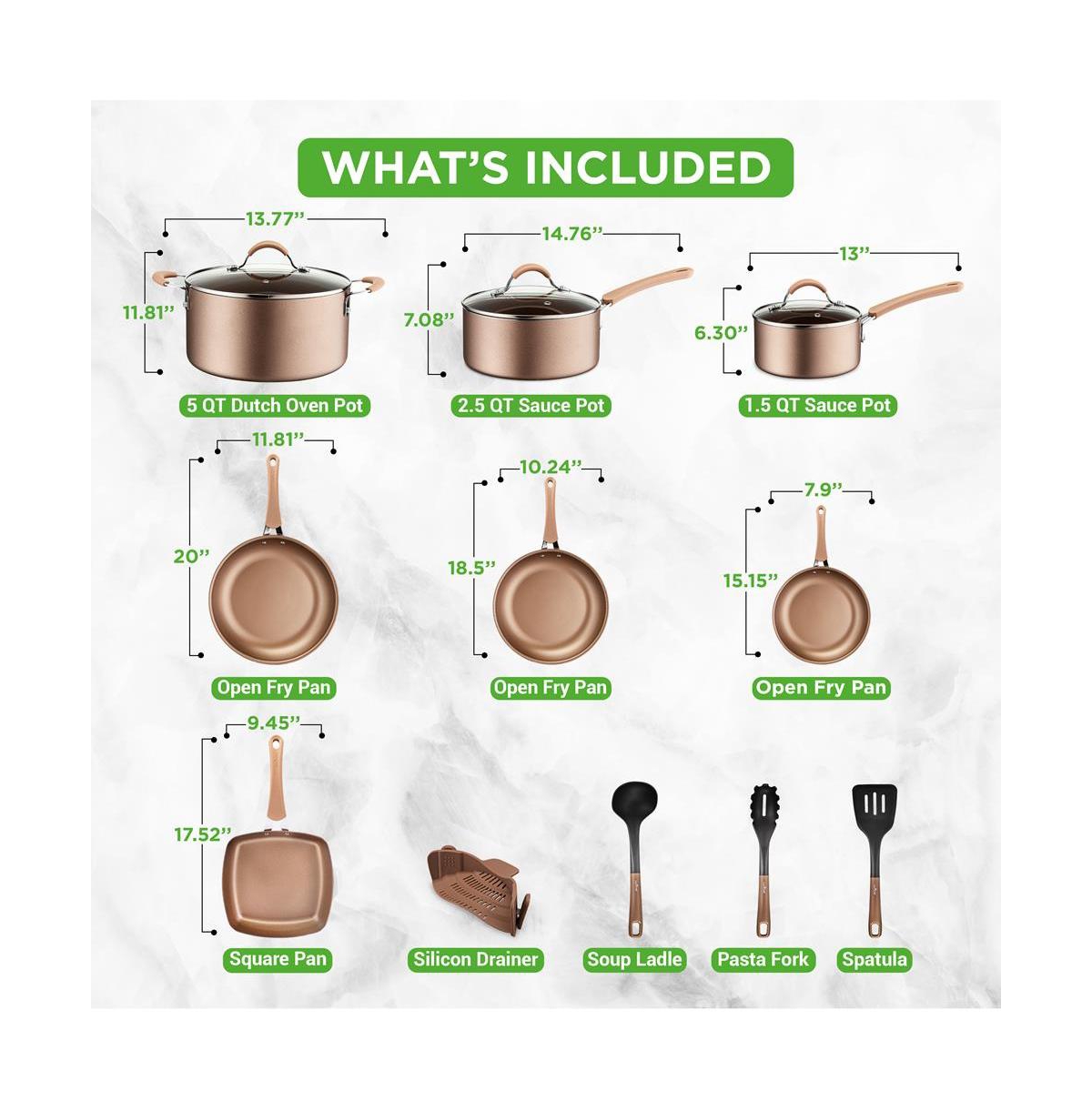 NutriChef Kitchenware Pots & Pans Set – High qualified Basic Kitchen Cookware Set, Non-Stick (14-Piece Set)