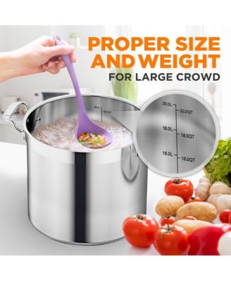 Stainless Steel Cookware Stockpot - 20 Quart, Heavy Duty Induction Pot, Soup Pot With Stainless Steel Lid