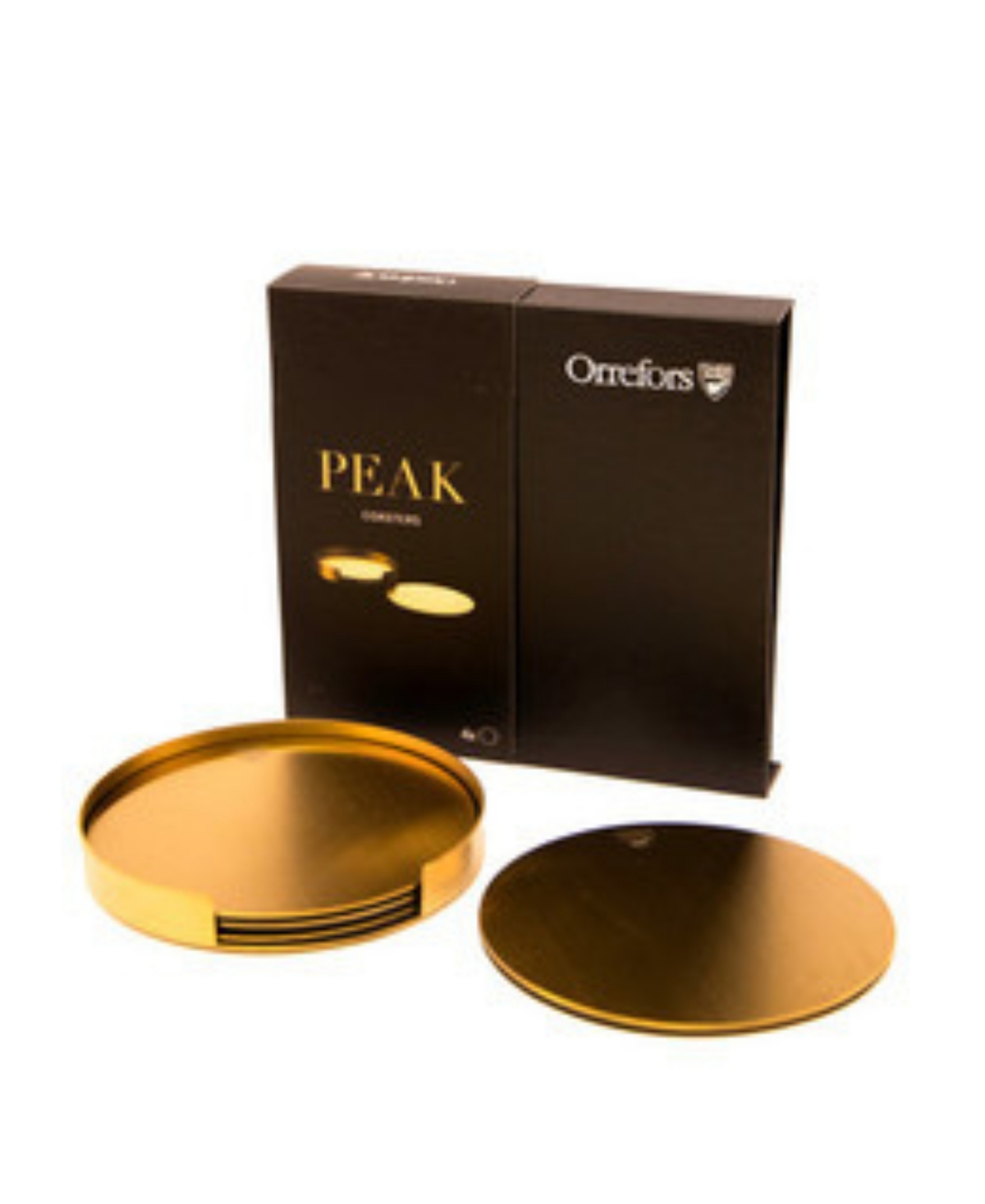 Orrefors Peak 4-piece Metal Padded Non Slip Coasters Set In Clear