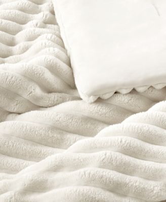 Avril Fluffy Ribbed Plush 3-Pc. Comforter Set, King/California King