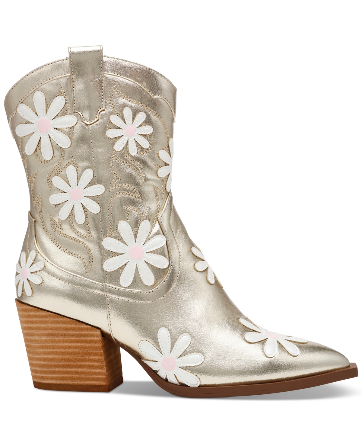 Betsey Johnson Women's Teddy Daisy Western Booties In Gold