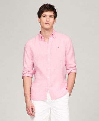 Tommy Hilfiger - Men's Regular Fit-Pigment-Dyed Long-Sleeve Linen Shirt