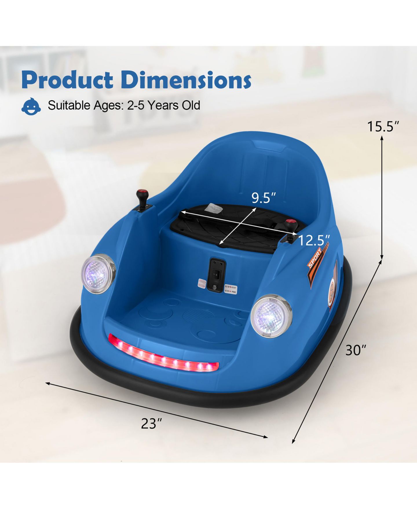 Детская игрушка Gymax 12V Electric Remote Control Ride-On Bumper Car, 44 lb Capacity, Ages 2-5, цвет: Чёрный, вариант 1 — фото 7