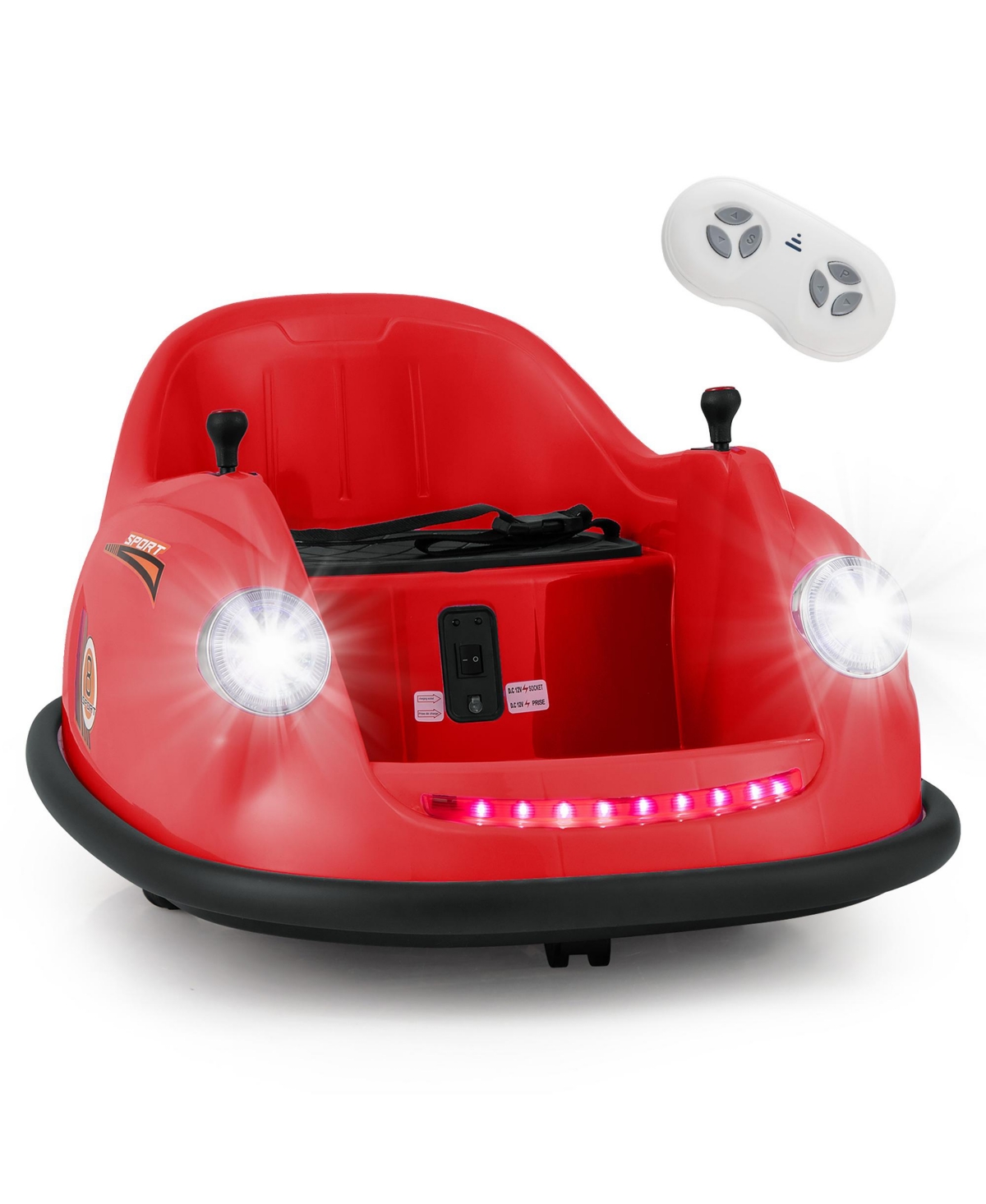 Gymax 12V Electric Kids Ride on Bumper Car Battery Powered Bumping Car w/ Remote Control Pink - Red+black