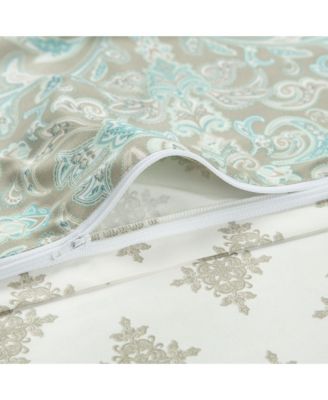 Premium Damask Sage Duvet Cover Set - Duvet Cover (90” x 90”) & 1 Pillow Sham (20” x 26”) - 2-Piece Set, Twin Size