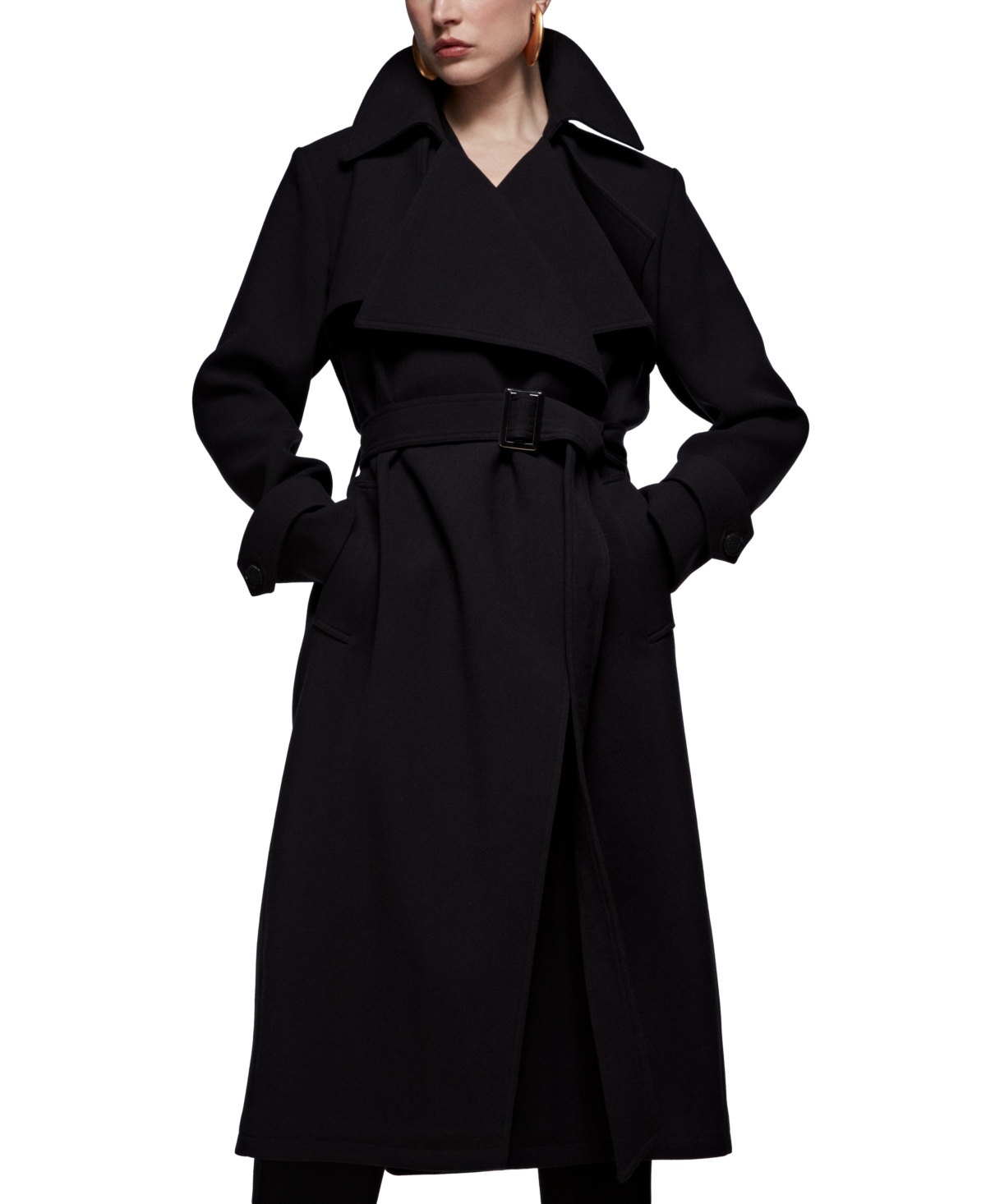 Donna Karan Women's Belted Notched-collar Trench Coat In Black