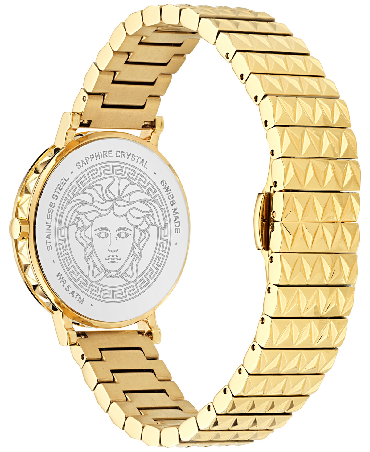 Versace Women's Swiss Daedalus Gold Ion Plated Stainless Steel Bracelet Watch 35mm In Gold